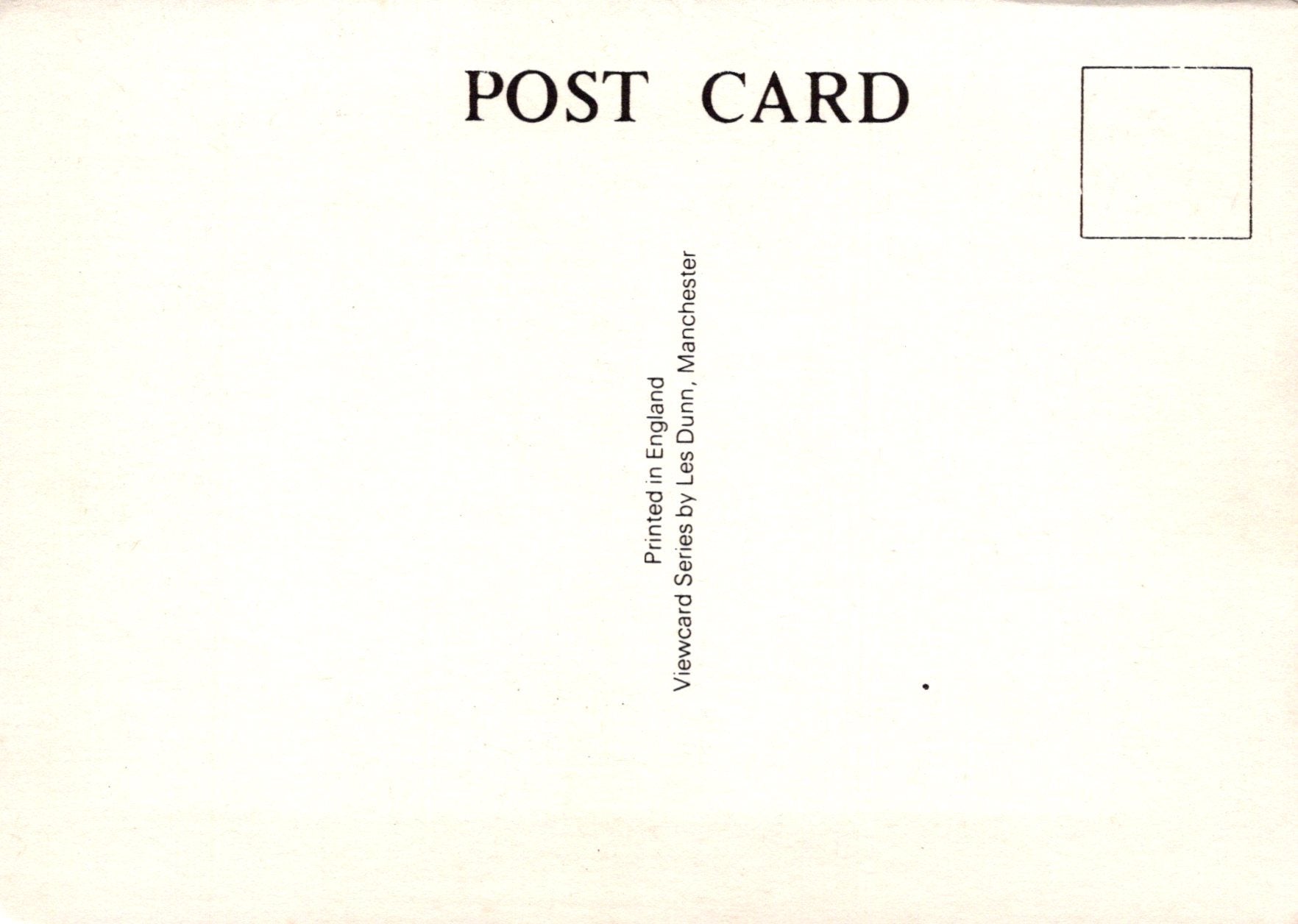Back of a postcard with 'POST CARD' text and a blank square for an image.