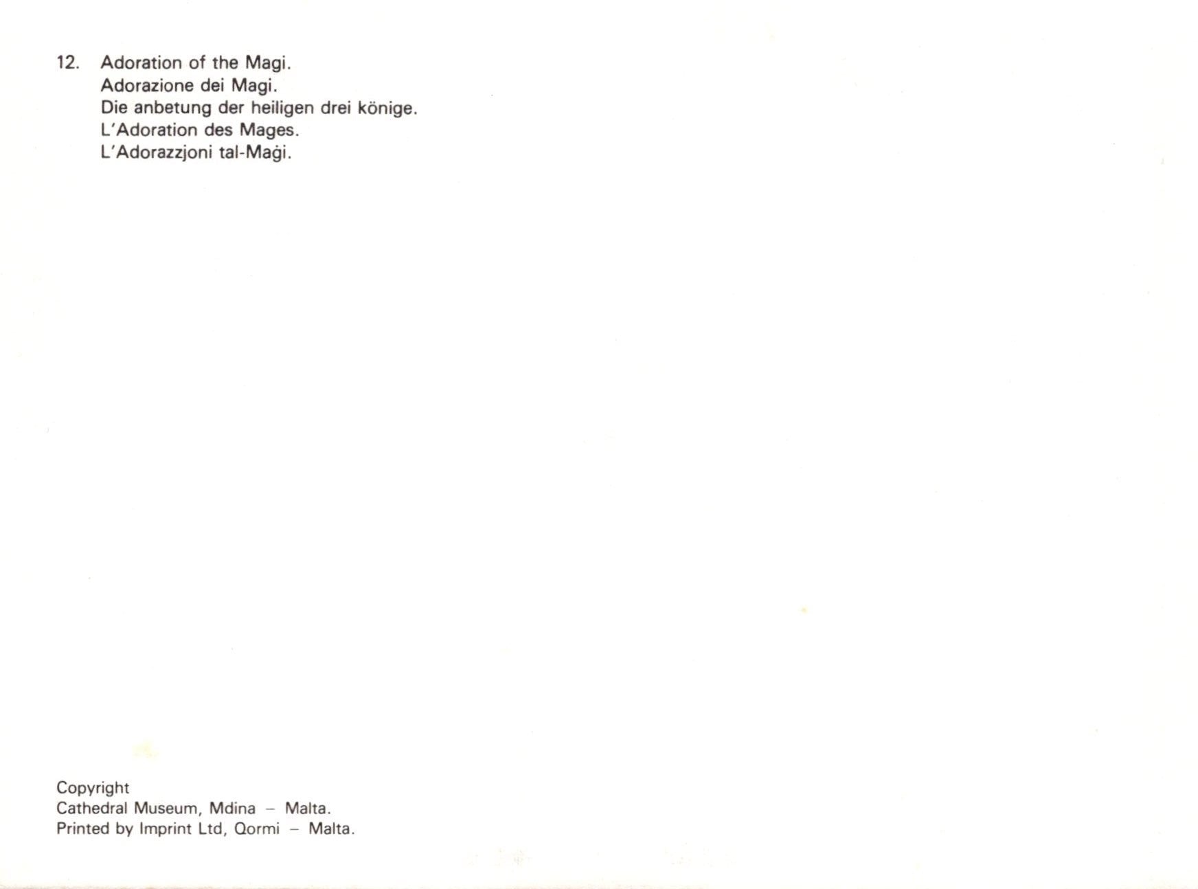 Text on a white background with multiple language translations of 'Adoration of the Magi'.