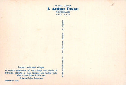 Vintage postcard with text about Parlock Vale and Village by J. Arthur Dixon.