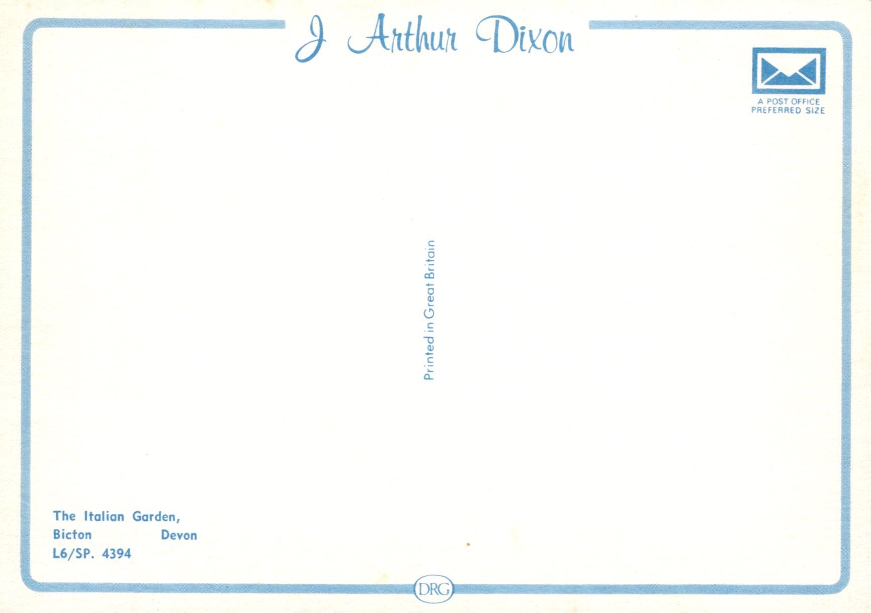 Blank business card with a blue border and text placeholder