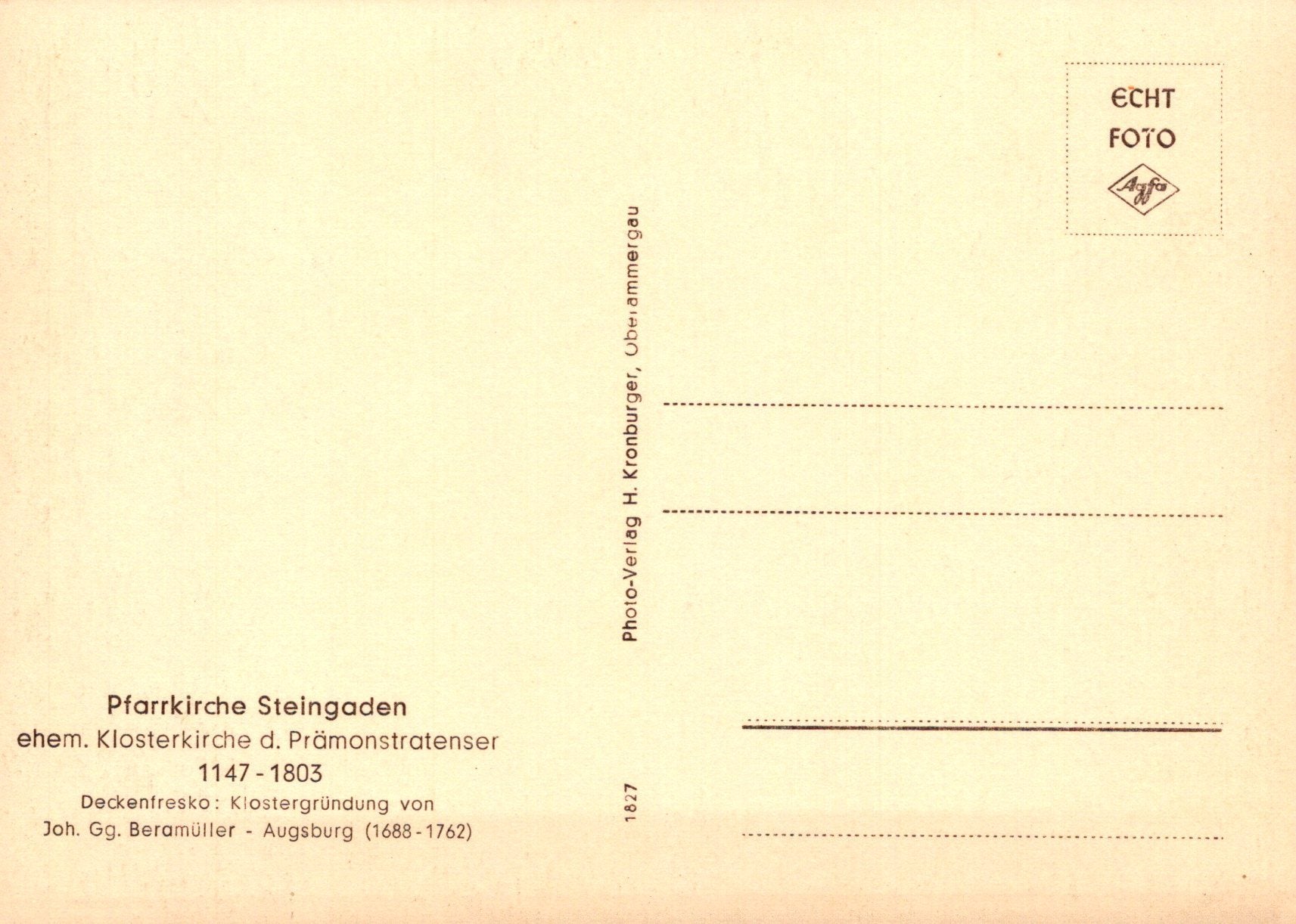 Vintage postcard with text and a logo on a beige background