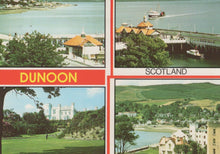 Load image into Gallery viewer, Collage of images from Dunoon, Scotland featuring a waterfront scene, a building with a red roof, greenery, and a coastal view.
