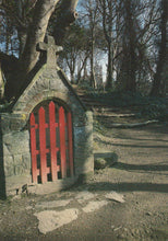 Load image into Gallery viewer, Stone gate with red gate in a forest setting
