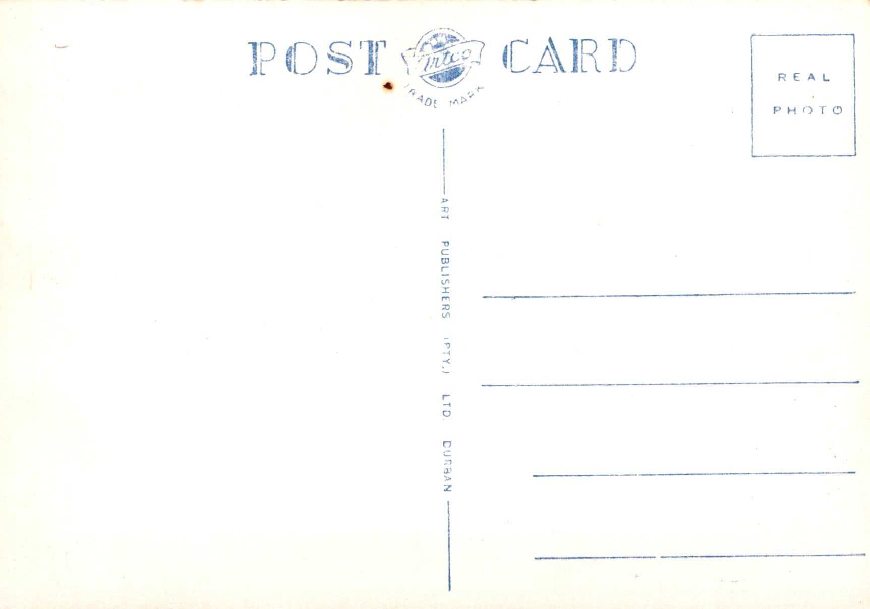 Blank postcard with text and a logo on a white background