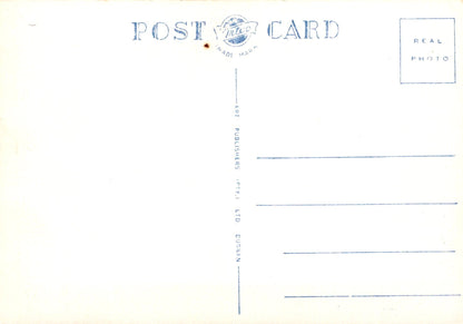 Blank postcard with text and a logo on a white background