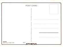 Load image into Gallery viewer, Back of a postcard with Athena branding and text
