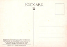 Load image into Gallery viewer, Back of a postcard with text and a logo on a light background
