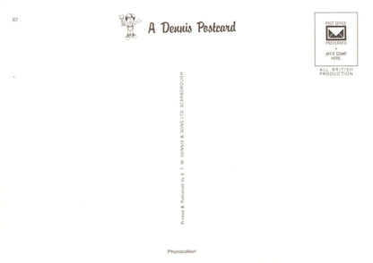 White postcard with black text and a small logo on a white background