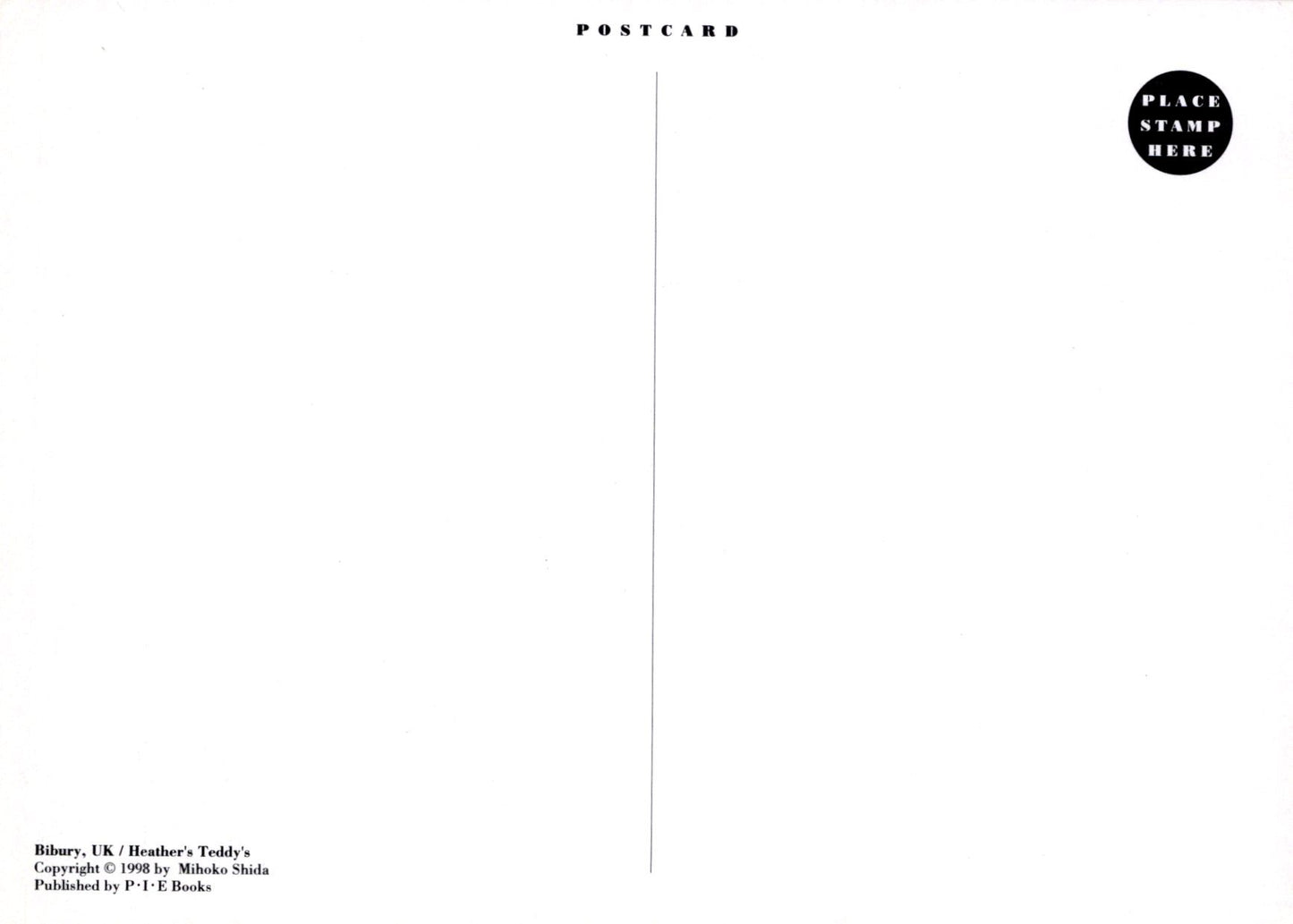 Blank postcard with text and a stamp placeholder on a white background