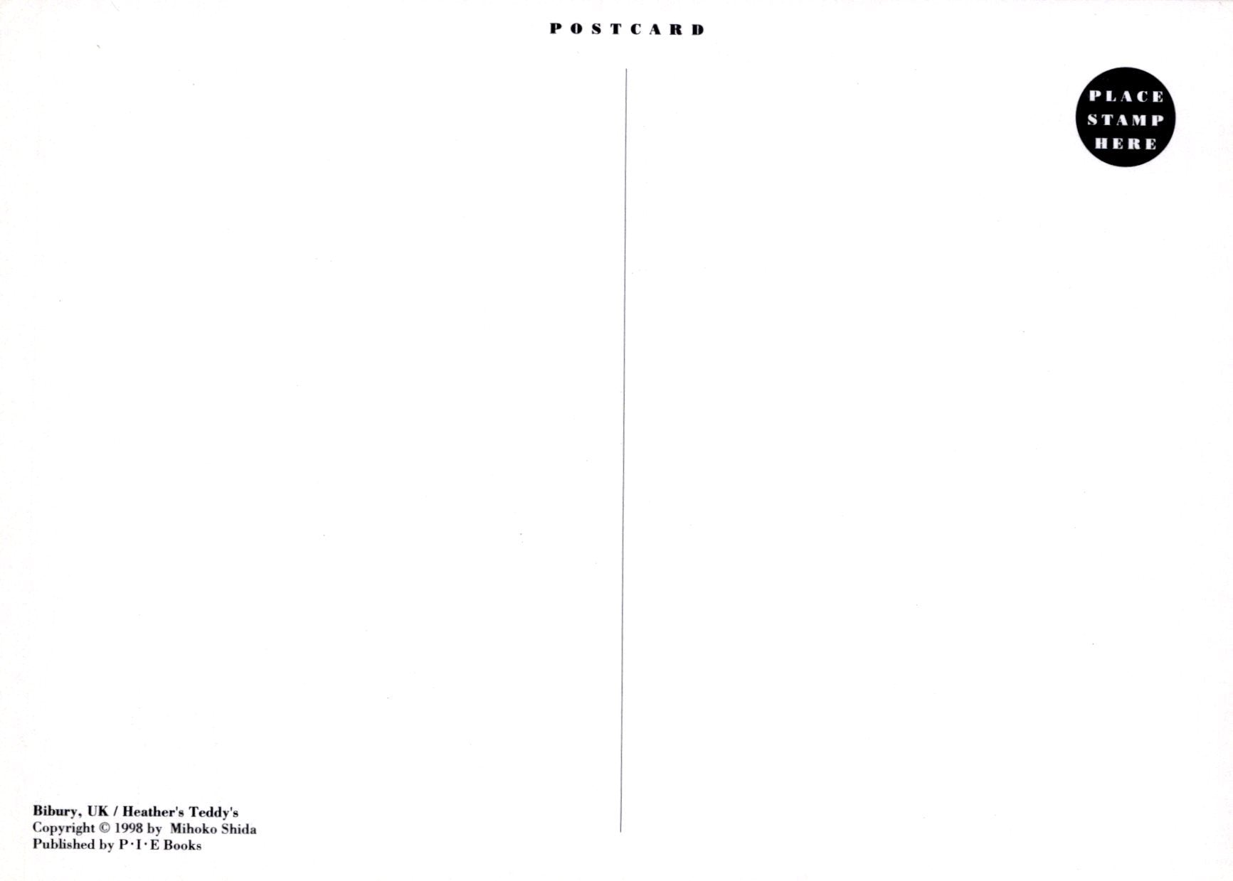 Blank postcard with text and a stamp placeholder on a white background
