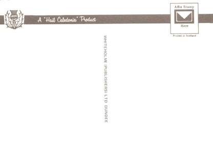 Back of a card with 'A'Hail Caledonia' branding and text.