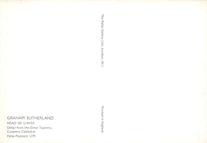 Artistic print with text about Graham Sutherland's 'Head of Christ' on a white background