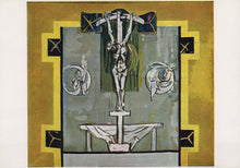 Load image into Gallery viewer, Artistic depiction of a crucifixion scene with geometric patterns and abstract elements.
