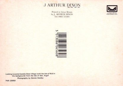 Back of a book or product packaging with J Arthur Dixon branding and a barcode.