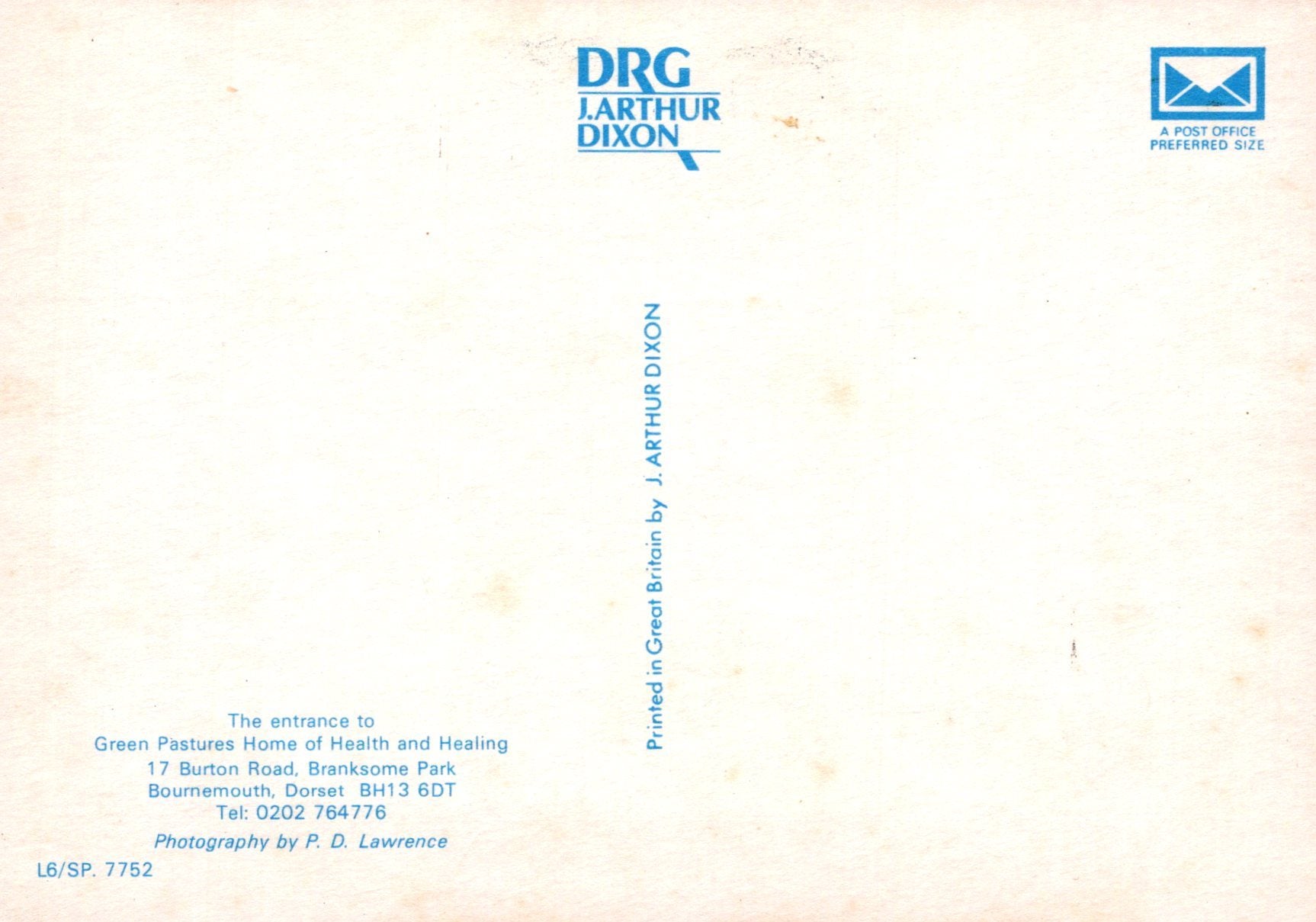 Vintage letterhead with 'DRG Arthur Dixon' branding on a light background
