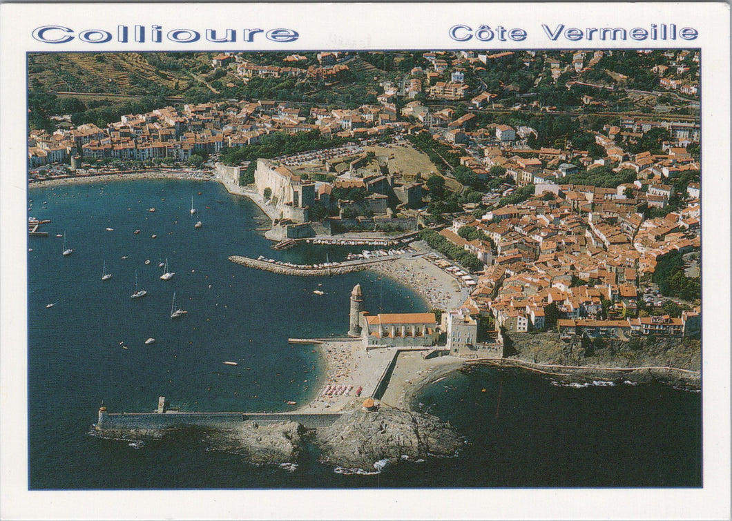 France Postcard - Aerial View of Collioure, Cote Vermeille  SW17381