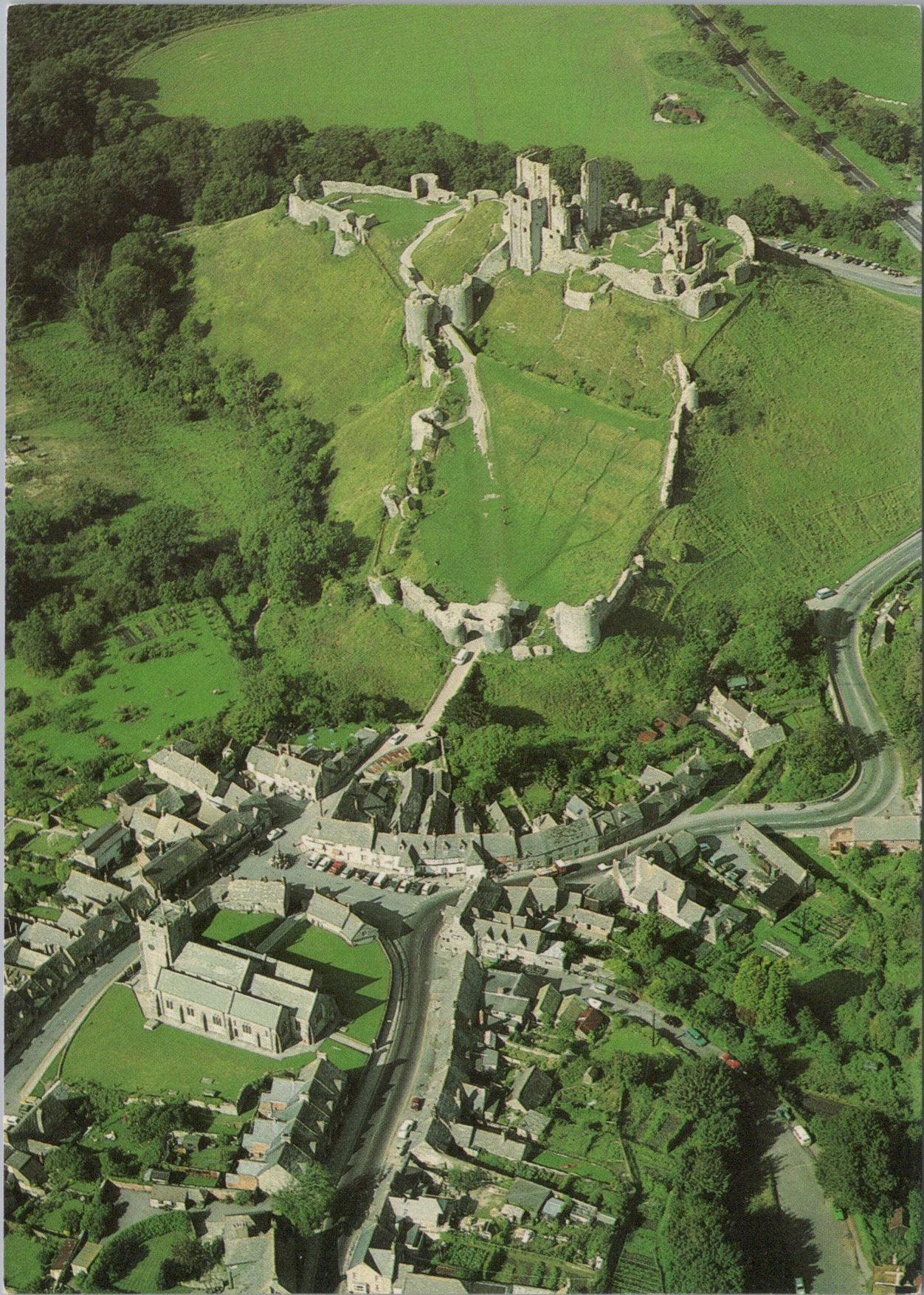 Dorset Postcard - Aerial View of Corfe Castle   SX184