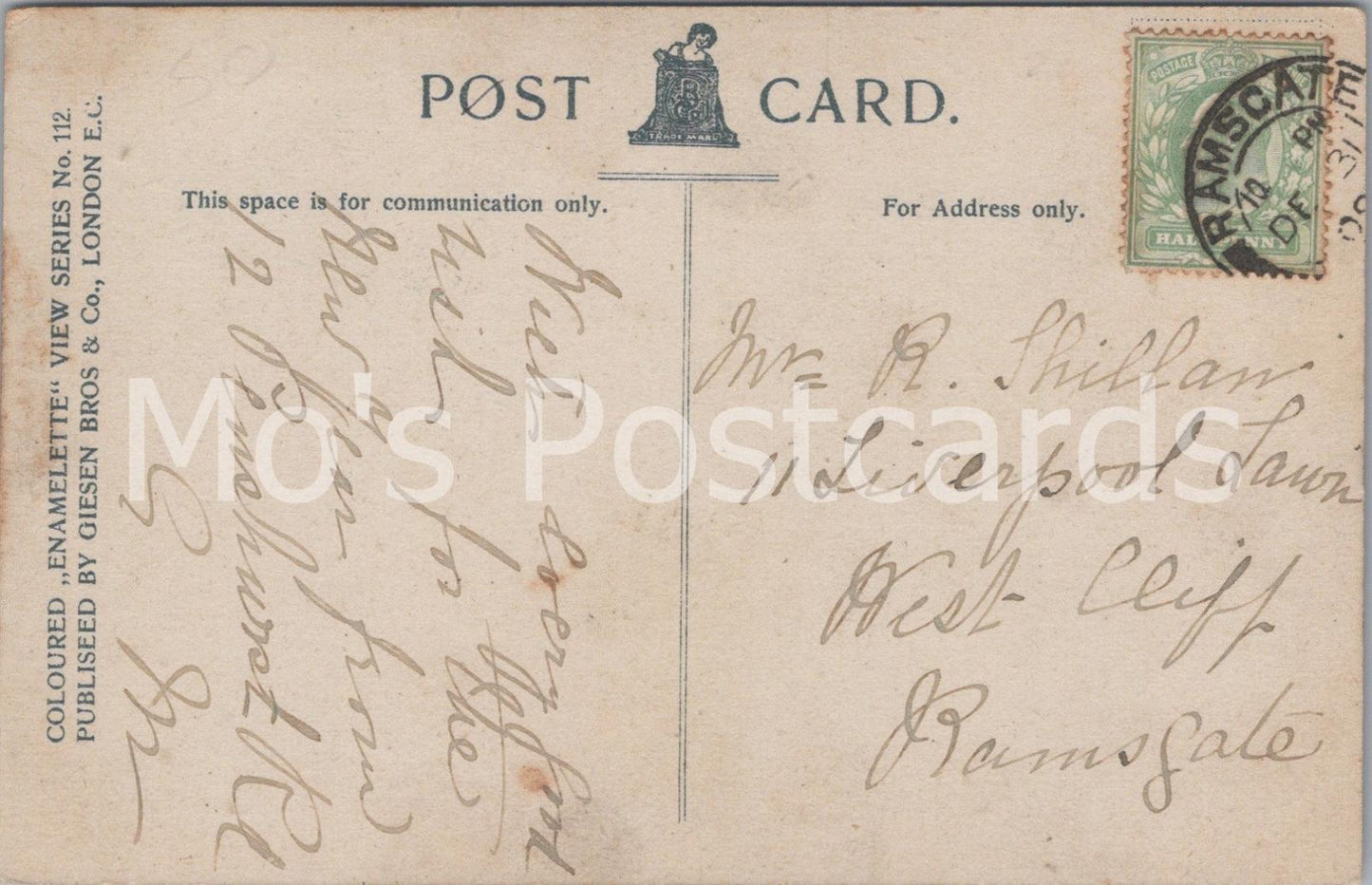 Genealogy Postcard - Shillan, 11 Liverpool Lawn, West Cliff, Ramsgate, Kent GL4649