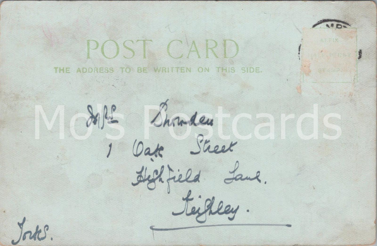Genealogy Postcard - Snowden, 1 Oak Street, Highfield Lane, Keighley GL4656A