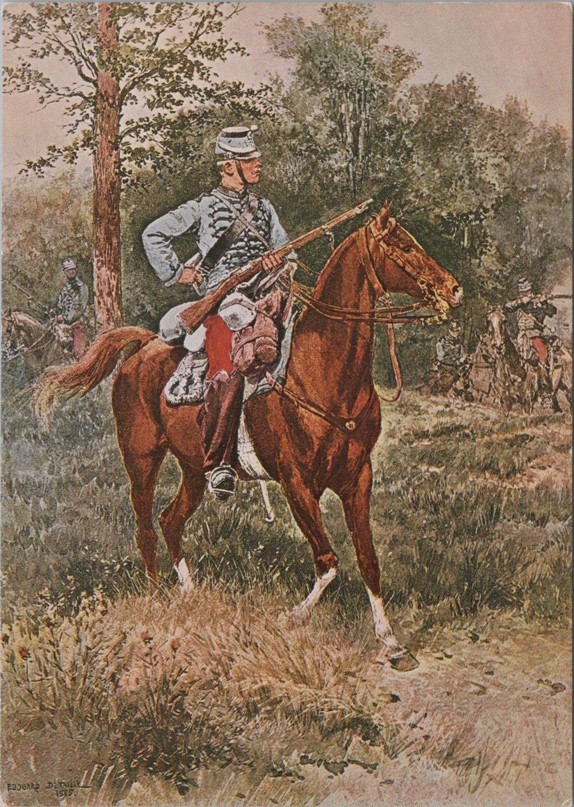 Military Postcard - French Uniforms, 1885, Mounted Chasseurs  RR23444