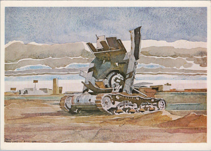 Military Postcard - Italian Medium Tank Demolished By Sappers in 1942 - RR23466