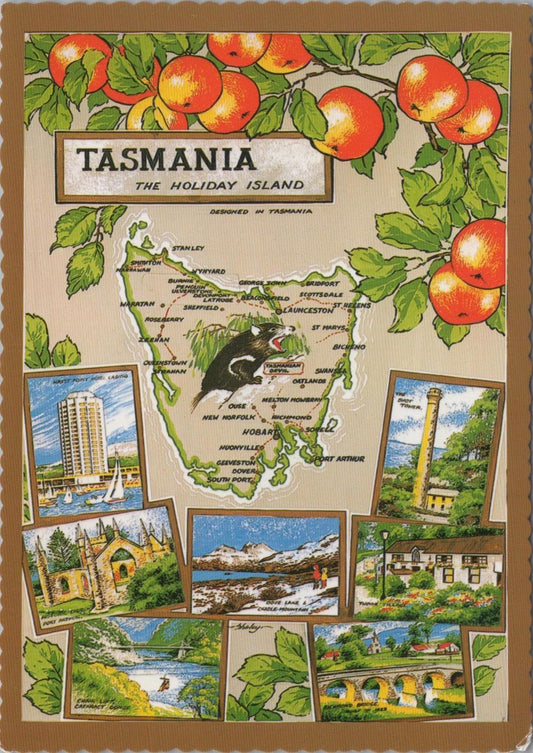 Maps Postcard - Map of Tasmania, The Holiday Island, Australia  RR23482