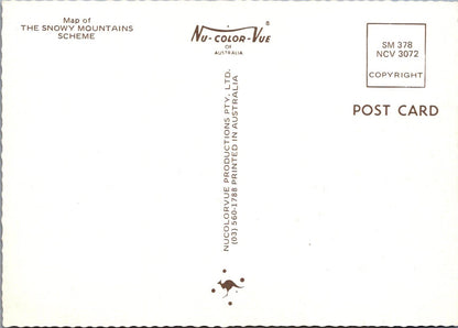 Maps Postcard - Map of The Snowy Mountains Scheme, Australia  RR23486