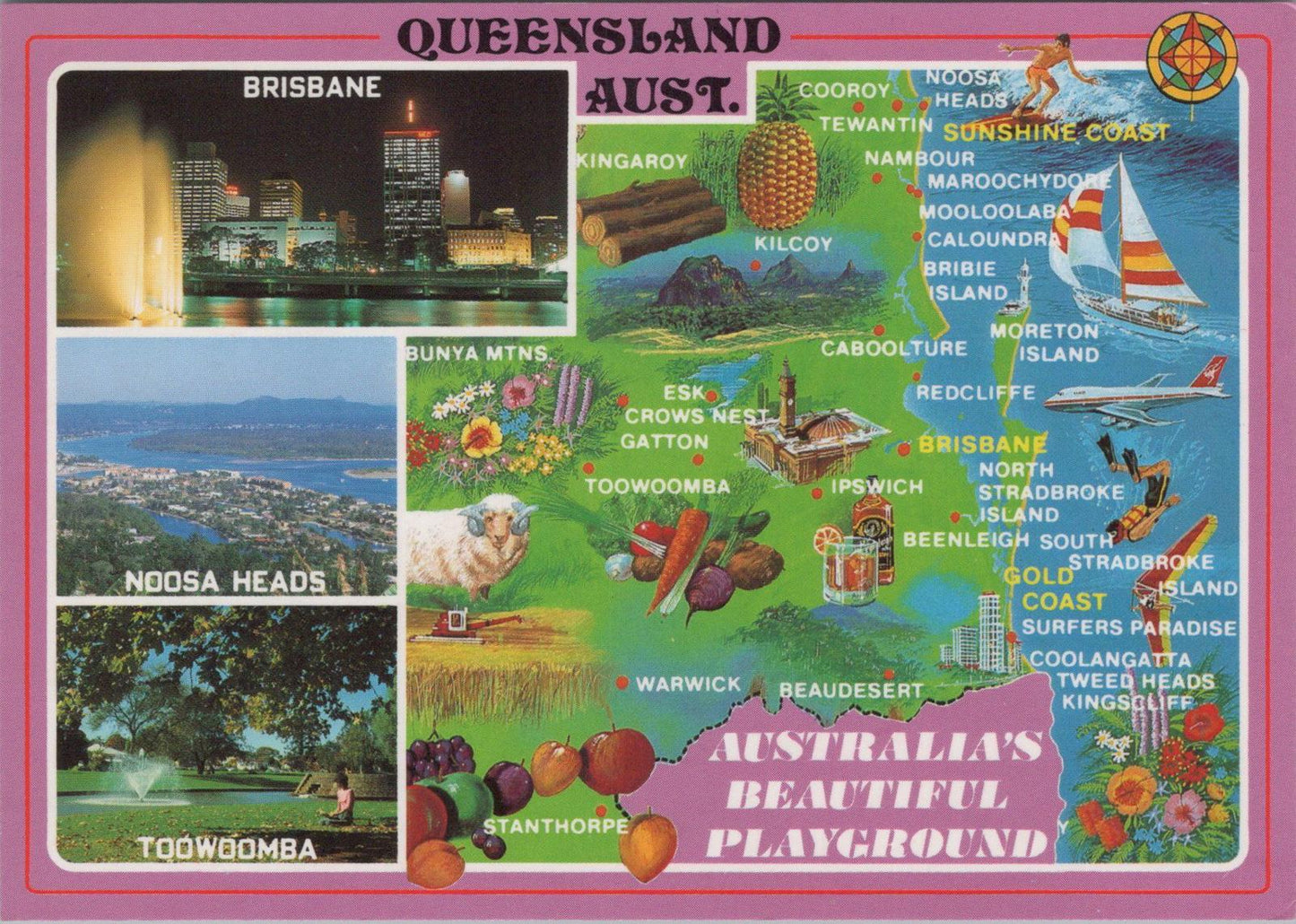 Maps Postcard - Map of South East Queensland, Australia  RR23487