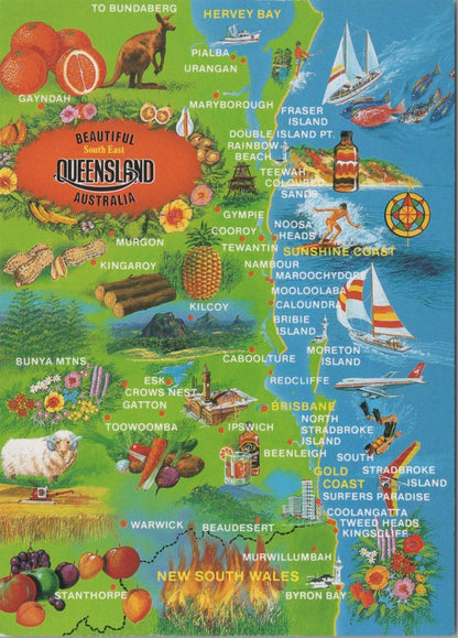 Maps Postcard - Map of South East Queensland, Australia  RR23512
