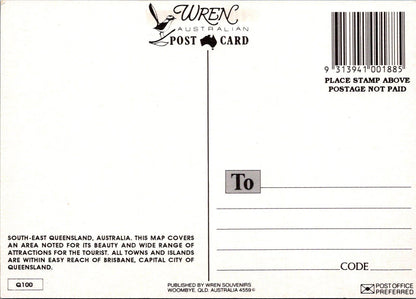 Maps Postcard - Map of South East Queensland, Australia  RR23512