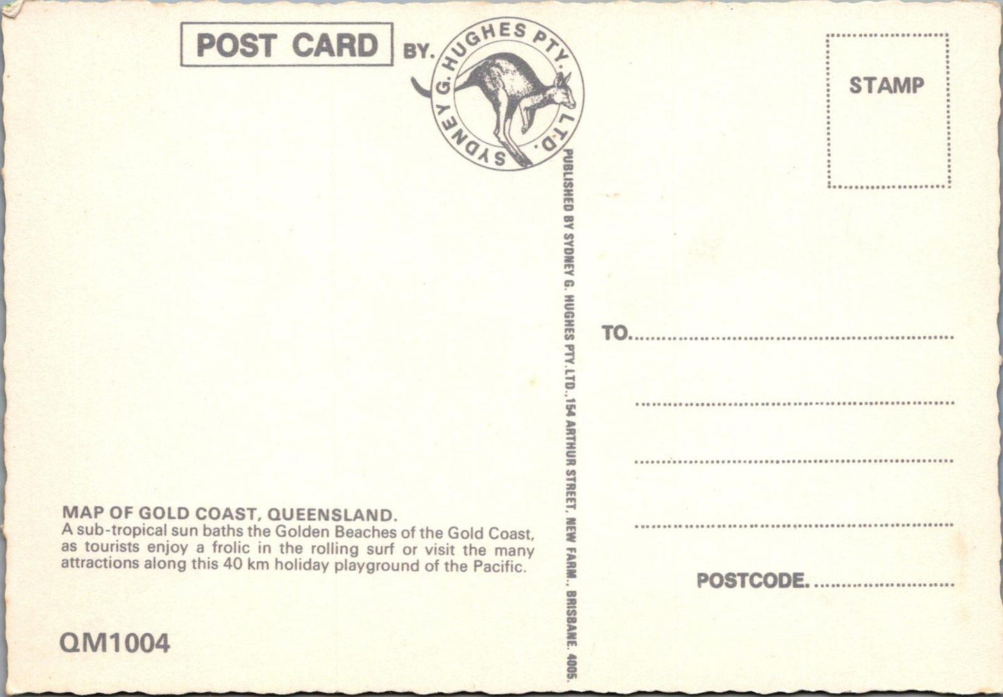 Maps Postcard - Map of The Gold Coast, Australia  RR23515