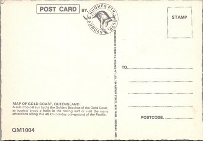 Maps Postcard - Map of The Gold Coast, Australia  RR23515