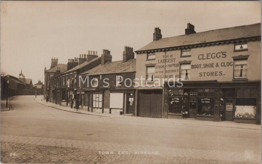Lancashire Postcard:Town End, Kirkham Clegg's Boot Store 1910s Real Photo MB1345
