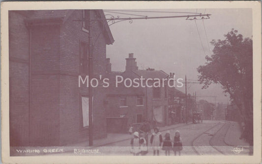 Yorkshire Postcard:Waring Green Brighouse Street View Children c1910 RPPC MB1433