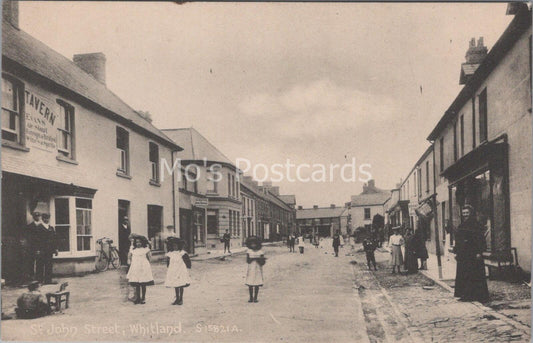 Carmarthenshire Postcard: St John Street, Animated, Children in The Road J906