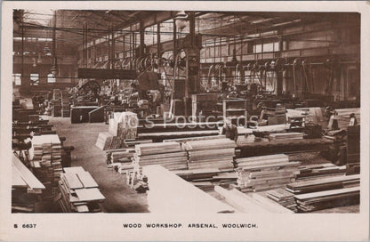 London Postcard: Wood Workshop Royal Arsenal Woolwich Factory RPPC F181