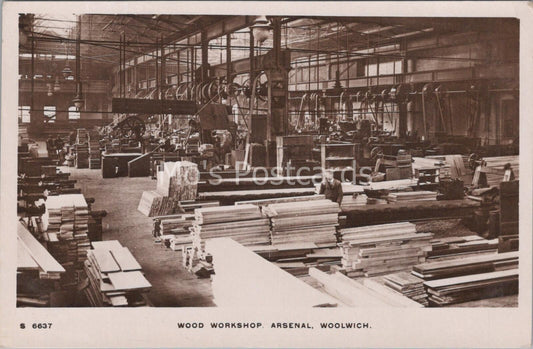 London Postcard: Wood Workshop Royal Arsenal Woolwich Factory RPPC F181
