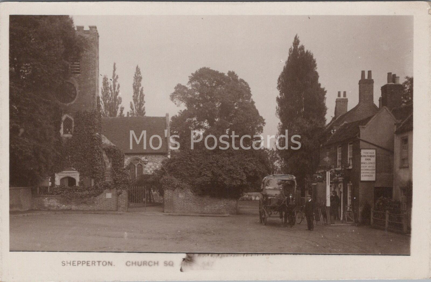 Middlesex Postcard: Shepperton Church Square, Village Street 1910s RPPC MB48