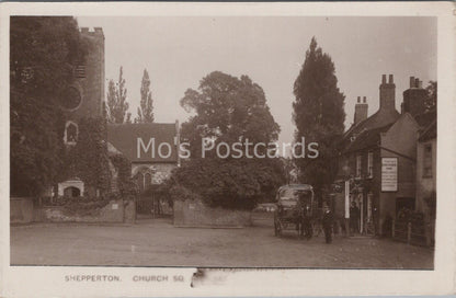 Middlesex Postcard: Shepperton Church Square, Village Street 1910s RPPC MB48