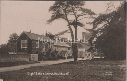 Kent Postcard: Eight Bells Inn & St Laurence Church, Hawkhurst 1920s, RPPC MB513