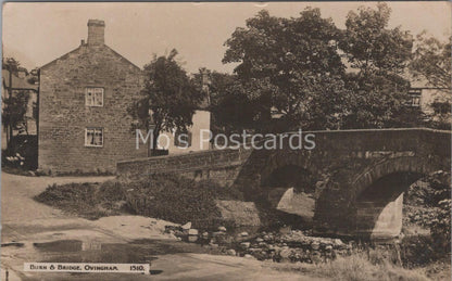 Northumberland Postcard: Ovingham Packhorse Bridge End Inn Burn RPPC MB1108