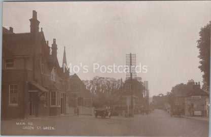 Kent Postcard: Green Street Green High Street Queens Head Pub Church RPPC MB1149