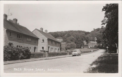 Derbyshire Postcard: Malt House Lane Ashover Village Street Scene RPPC XT2526