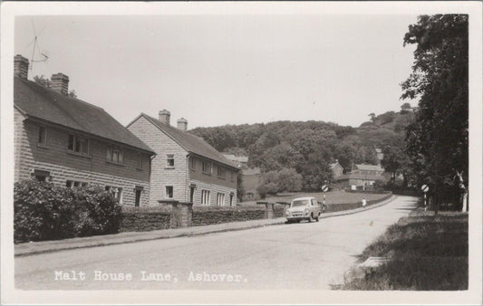 Derbyshire Postcard: Malt House Lane Ashover Village Street Scene RPPC XT2526
