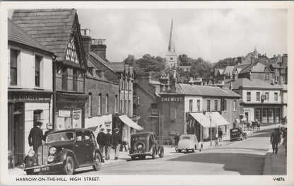 Middlesex Postcard: Harrow-on-the-Hill High Street Chemist 1950s XT2529