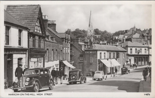 Middlesex Postcard: Harrow-on-the-Hill High Street Chemist 1950s XT2529
