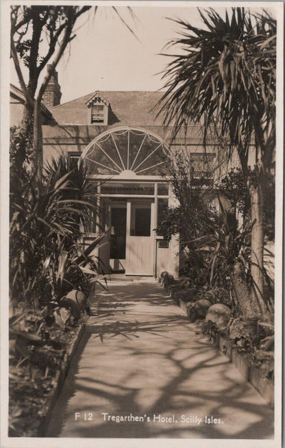 Isles of Scilly Postcard: Tregarthen's Hotel St Mary's 1950s RPPC XT2531
