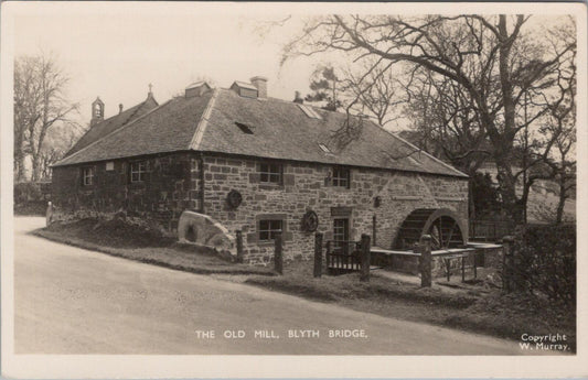 Scotland Postcard: The Old Mill Blyth Bridge, Peeblesshire Waterwheel RPPC XT2534