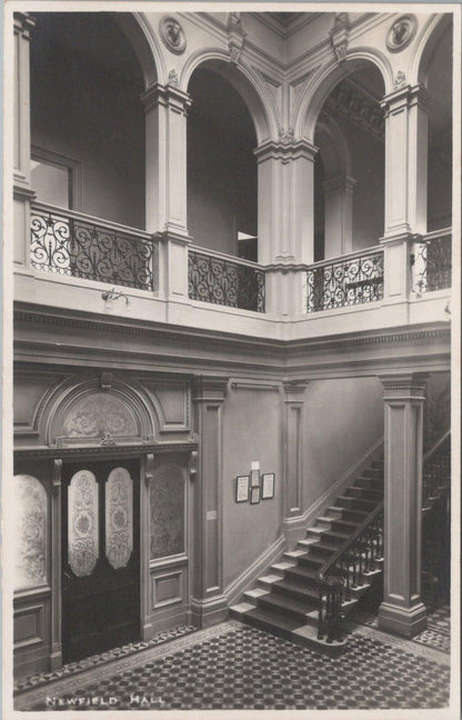 Yorkshire Postcard: Newfield Hall Malhamdale Interior Staircase 1950s RPPC XT2536