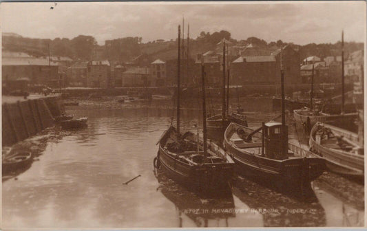 Cornwall Postcard: Mevagissey Harbour Fishing Boats 1920s RPPC Judges XT2541